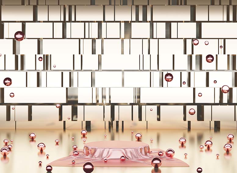 shiny satin Elegantly placed on a podium or empty podium shelf luxury concept Gallery backdrop for 3D rendered products